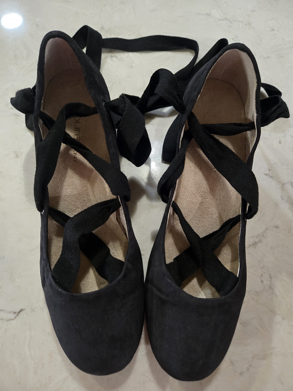 Pure DKNY Black Lace-Up Ballet Wedges 6.5 - Picture 1 of 9